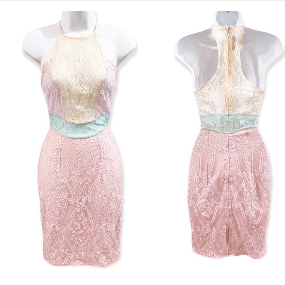 House of CB London Alvaro Pastel Lace Sheer Mini Dress Size XS - Picture 11 of 11